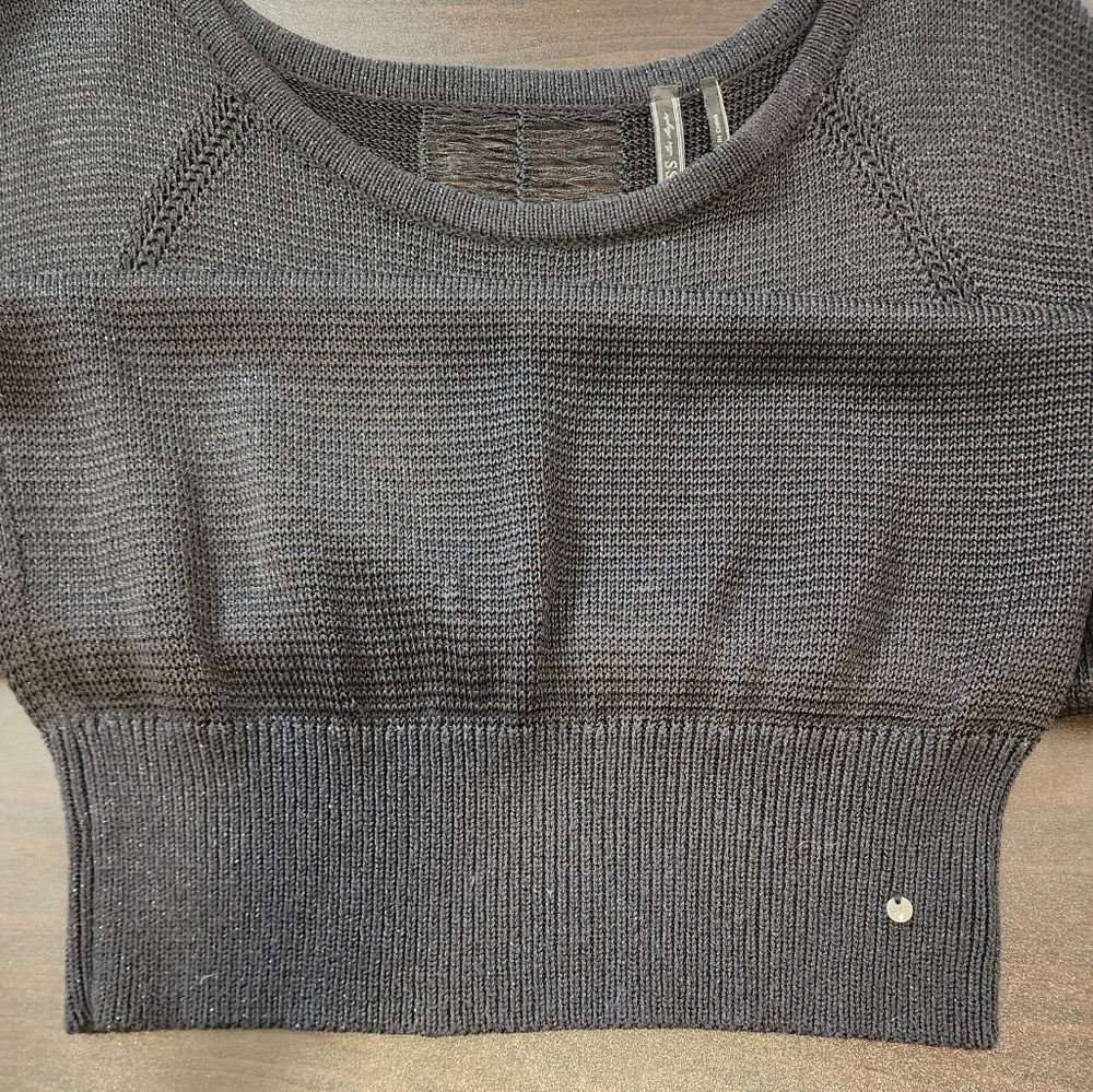Guess Black Mesh  Blouse With Sparkle And Sexy Detailing Womens Size Medium